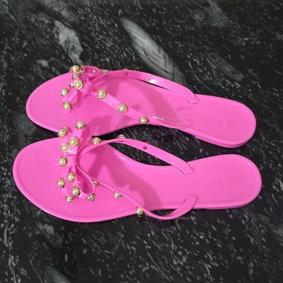 BRAND NEW OLIVIA & KATE PEARL ACCENTS BOWNOT DESIGN FLIP FLOP SANDAL - Picture 6 of 14